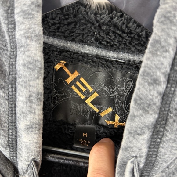 Vintage Y2K Helix Sherpa Lined Faded Grunge Style Full Zip Hoodie Size M - Picture 7 of 9